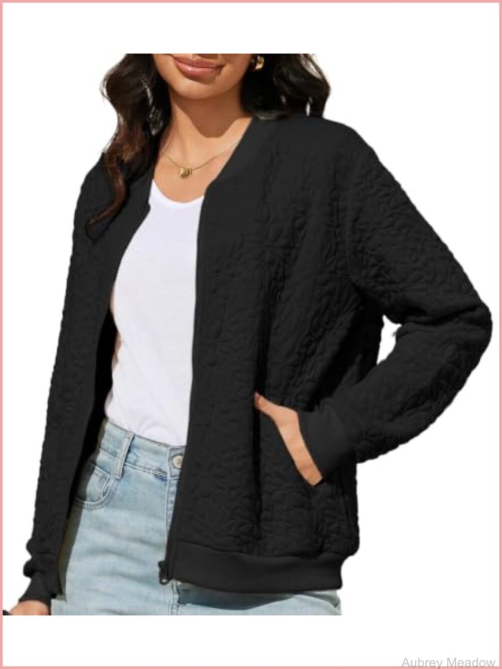 Women's Zip Up Cardigan Jacket Lightweight Long Sleeve Jacquard Coat